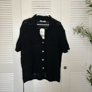 Zara, Crochet Black shirt, Size Small. Runs big.